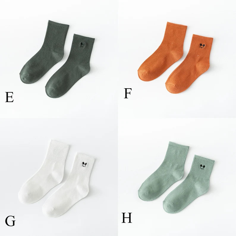 Cute Embroidered Mouse Socks, Cartoon Animal Sock, Mouse Patterned Socks, Happy Daily Socks, Cott... | Etsy (US)