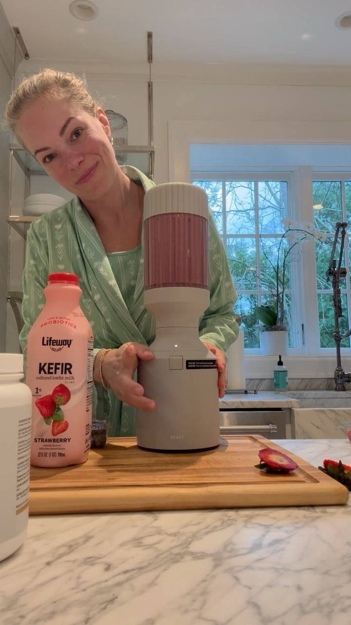 You NEED this blender! 
Smoothie Recipe:
Ingredients -
1. 1 cup mixed berries (fresh or frozen)
2. 1/2 honeycrisp apple, chopped 
3. 1/2 cup berry kefir
4. 1/2 cup water (add more or less to change consistency)
5. 1-2 scoops collagen - i love Perelel (tagged here) that’s pregnancy safe!
*blend all ingredients and pour into cup & enjoy!
Kitchen favorites, spring refresh, smoothie recipe, pregnancy wellnesss

#LTKWatchNow #LTKBump #LTKHome