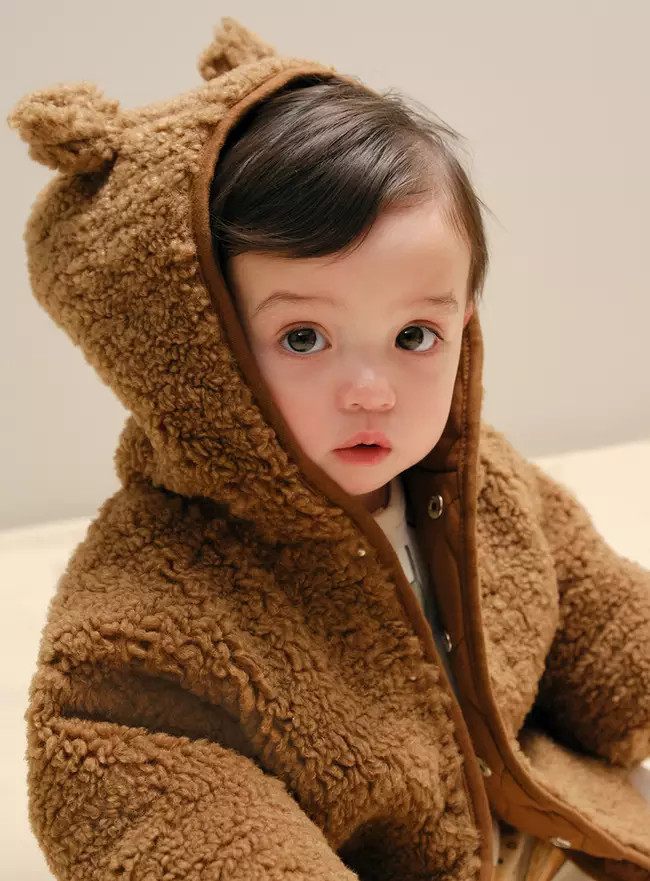 Buy Brown Borg Hooded Jacket Up to 3 mths | Coats and pramsuits | Tu | Tu Clothing