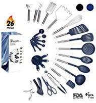 Kitchen Utensil Set - 9 Silicone Cooking Utensils for Non-stick Cookware. Wood Kitchen Utensils. ... | Amazon (US)