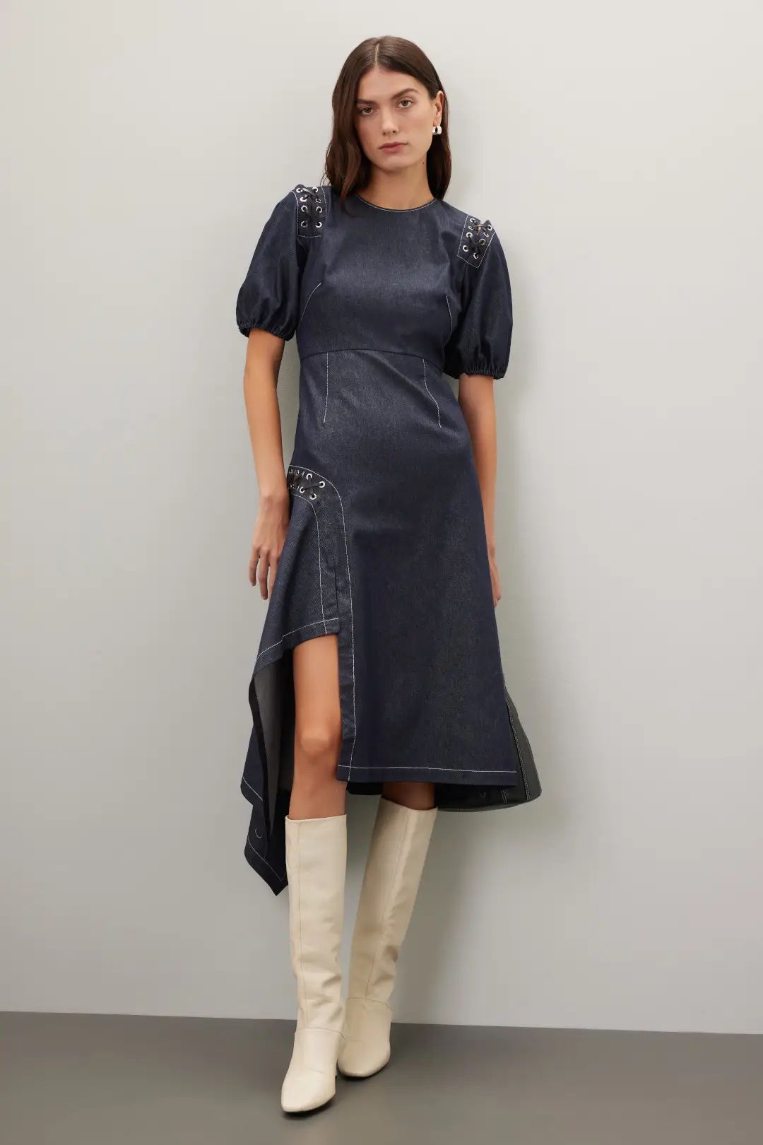Puff Sleeve Midi Dress | Rent the Runway