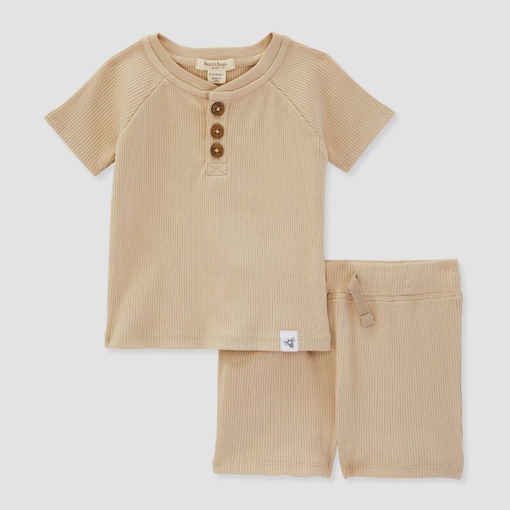 Burt's Bees Baby® Baby Ribbed T-Shirt & Shorts Set - Beige | Target