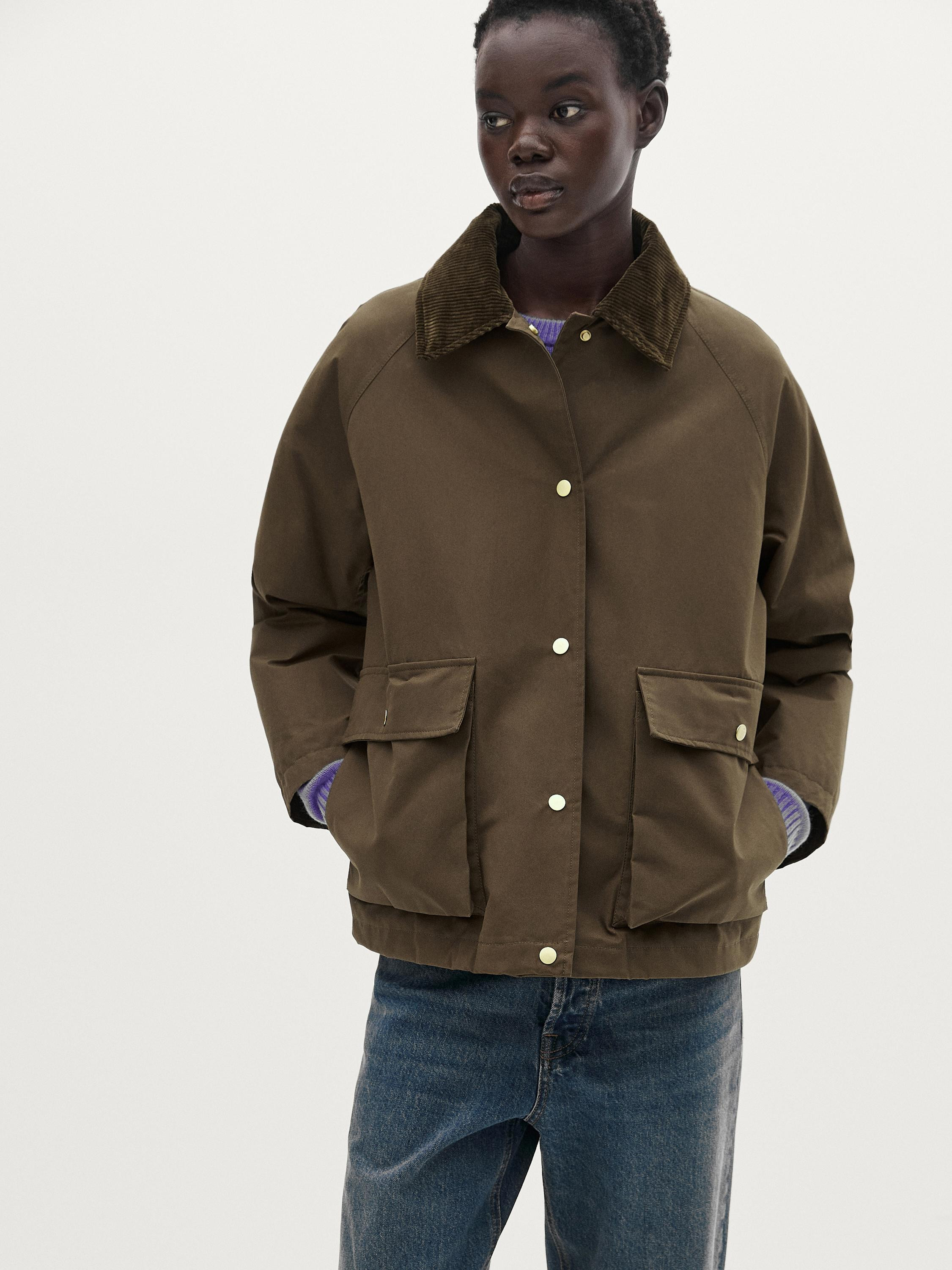 100% cotton waxed parka with snap buttons | Massimo Dutti UK