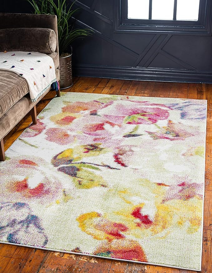 Unique Loom Modern Abstract 6-Feet by 9-Feet (6' x 9') Lyon Ivory Contemporary Area Rug | Amazon (UK)