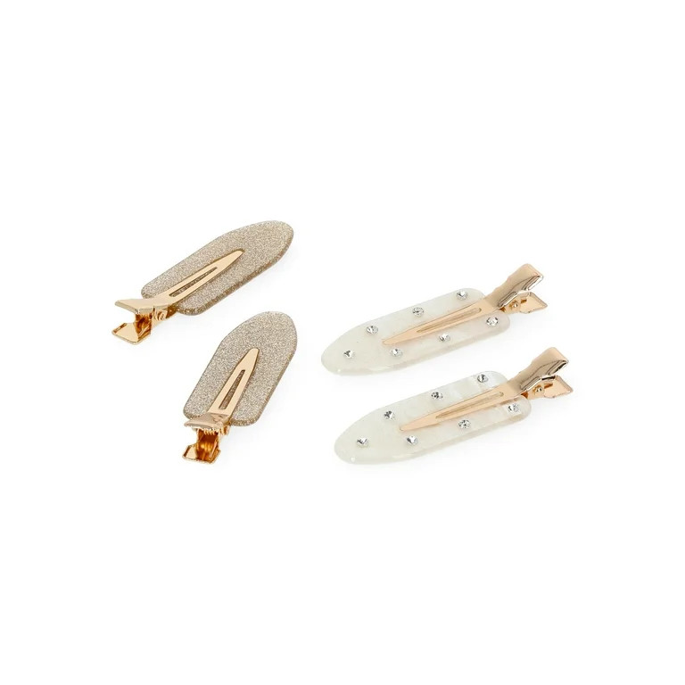 No Boundaries Women's Styling Clips, 4-Piece, One Size, Gold Multi | Walmart (US)