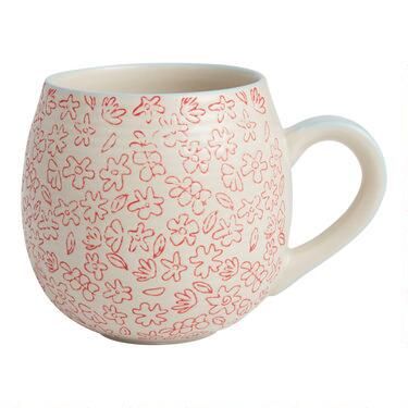 Red And White Floral Hand Painted Mug | World Market