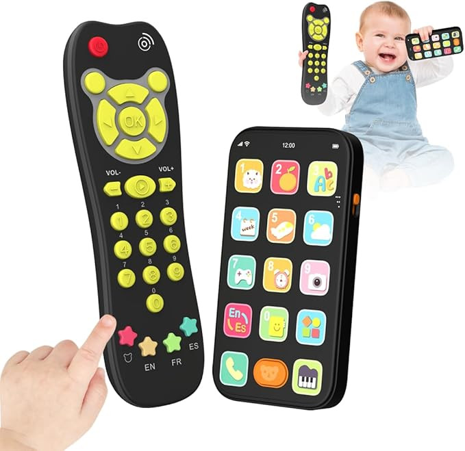 Toy Phone Baby Remote Control Toy Set, Play Phones TV Remote Control with Music Light for 6+ Mont... | Amazon (US)