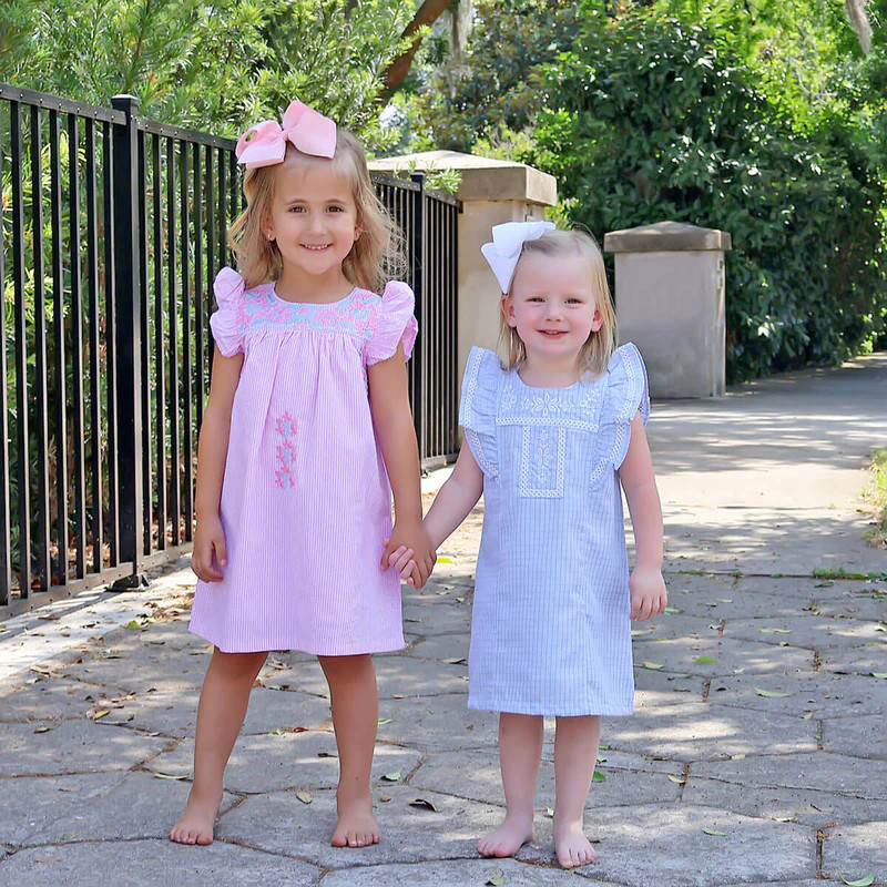 Fiesta Pink Gingham Embroidered Dress | Classic Whimsy