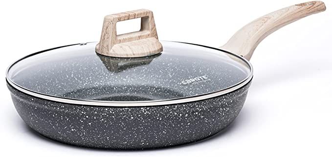 CAROTE Nonstick Frying Pan Skillet,Non Stick Granite Fry Pan with Glass Lid, Egg Pan Omelet Pans,... | Amazon (US)