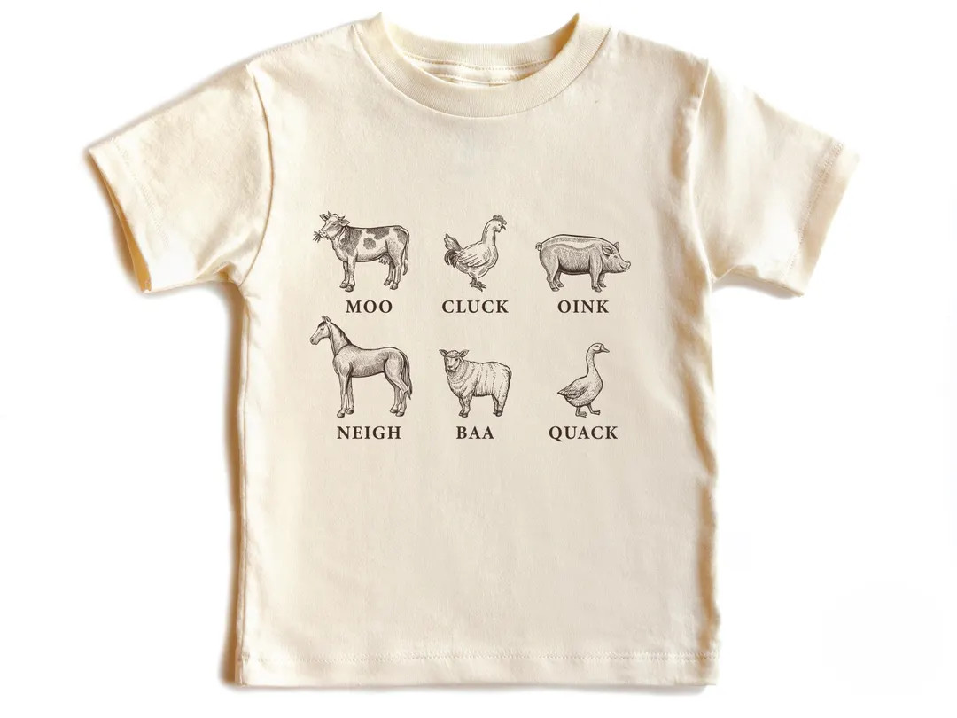 Farm Animal Sounds Toddler Shirt, Cute Barnyard Animals Tee, Educational Animal Noises Baby Bodys... | Etsy (US)