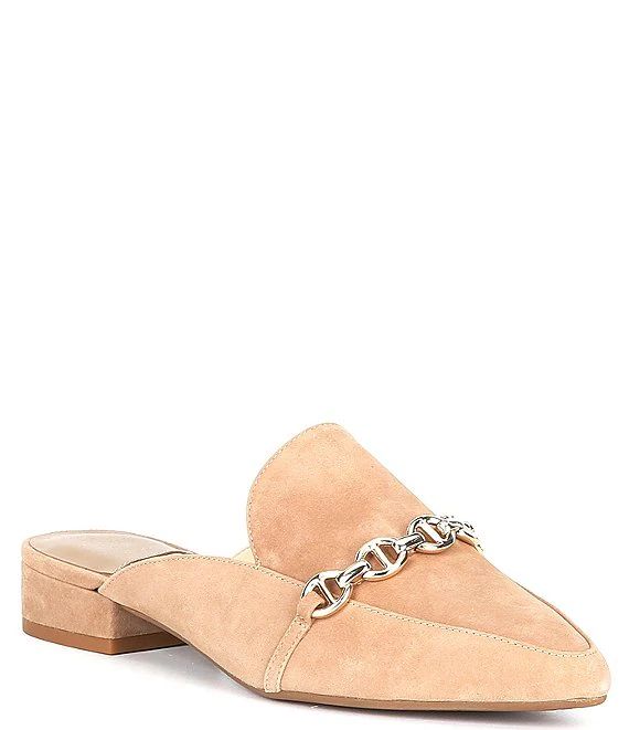 Catricia Suede Chain Detail Point Toe Mules | Dillard's