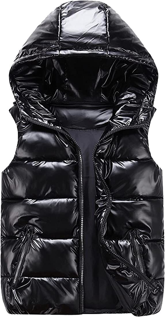 Women's Quilted Down Vest Puffer Padded Sleeveless Cropped Jackets Winter Warm Ultralight Faux Le... | Amazon (US)