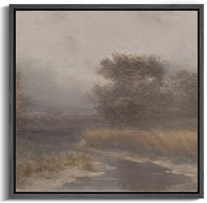 MUDECOR Framed Canvas Print Wall Art Moody Evening Landscape with Trees and Marshland Atmospheric... | Amazon (US)