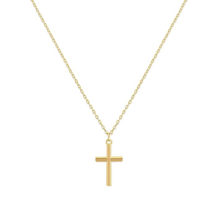 Befettly Tiny Cross Necklace, Women 14k Gold Filled Polished Faith Necklace Dainty Circle Pendant... | Amazon (US)