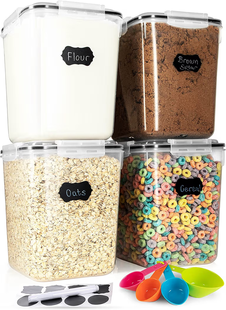 Flour Sugar Storage Containers (5.3L/4pk) Great Rice Canisters Sets For The Kitchen pantry, Large... | Amazon (US)
