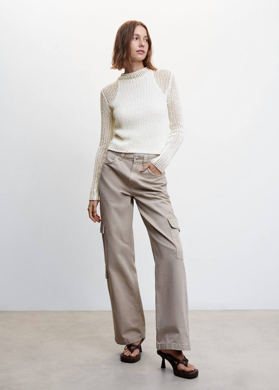 Openwork sweater with perkins collar | MANGO (NL)