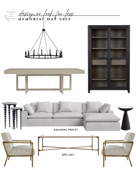 Cloud sectional. Black tall cabinet modern. Brass coffee table marble. Brass accent chair wrought iron. Black side table nesting. Dining table t brace. Modern dining table concrete. Round chandelier black. Wayfair Memorial Clearance runs from 5/22 - 5/30, up to 70% off with fast shipping. @Wayfair #Wayfair #Wayfairpartner  

#LTKFind #LTKsalealert #LTKhome