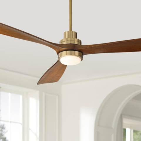 66" Casa Delta DC XL Soft Brass LED Ceiling Fan with Remote | Lamps Plus