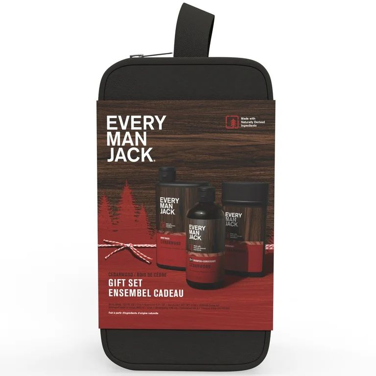 Every Man Jack Cedarwood Holiday Gift Set for Men - Body Wash, Shampoo, Deodorant, and Dopp Kit | Walmart (US)