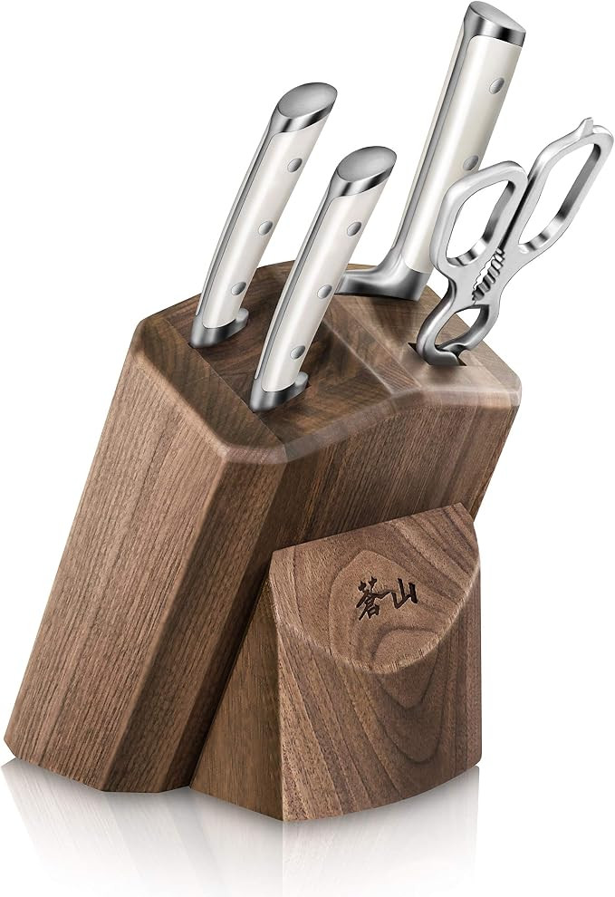 Cangshan S1 Series 1022568 German Steel Forged 5-Piece Starter Knife Block Set, Walnut | Amazon (US)