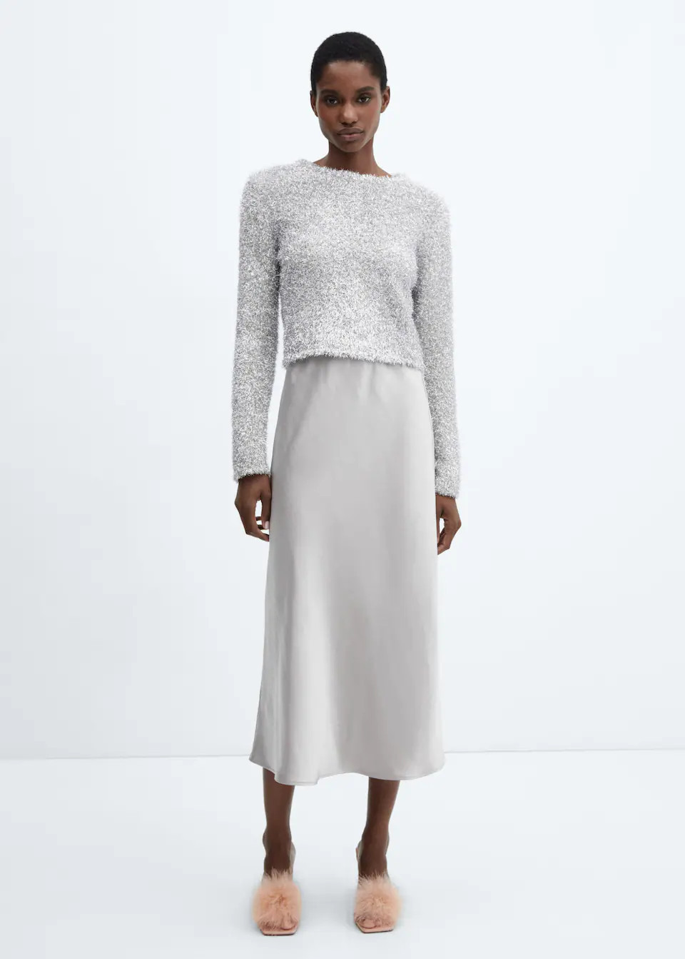 Crewneck lurex sweater -  Women | Mango USA | MANGO (US)