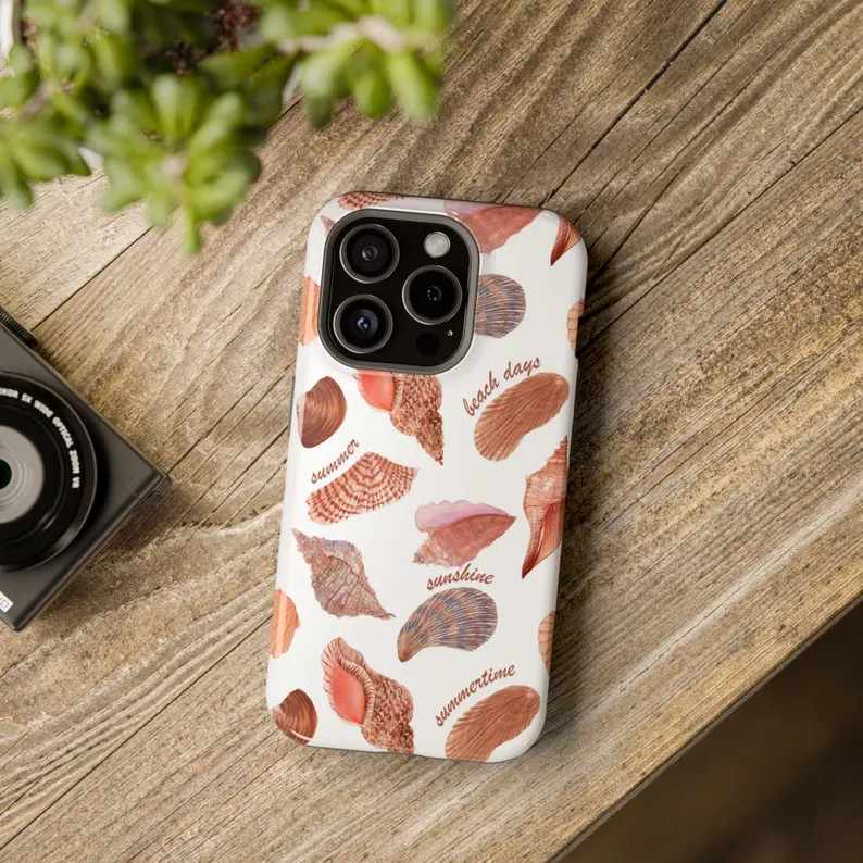 Beach Vibes Seashell Magnetic Tough Phone Case | Summer Coquette iPhone Case | Tough Beach Phone ... | Etsy (US)