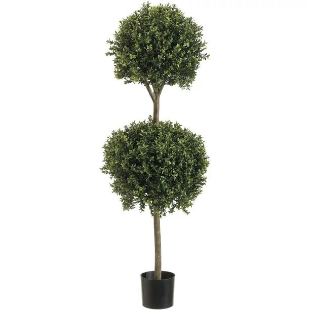 4' Double Ball-shaped Boxwood Topiary in Plastic Pot Two Tone Green - Walmart.com | Walmart (US)