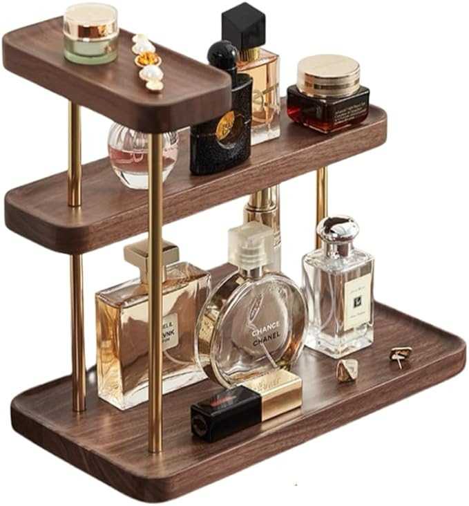 3 Tier Solid Black Walnut Wooden Cologne Organizer for Men Wooden Countertop Perfume Display Stan... | Amazon (US)