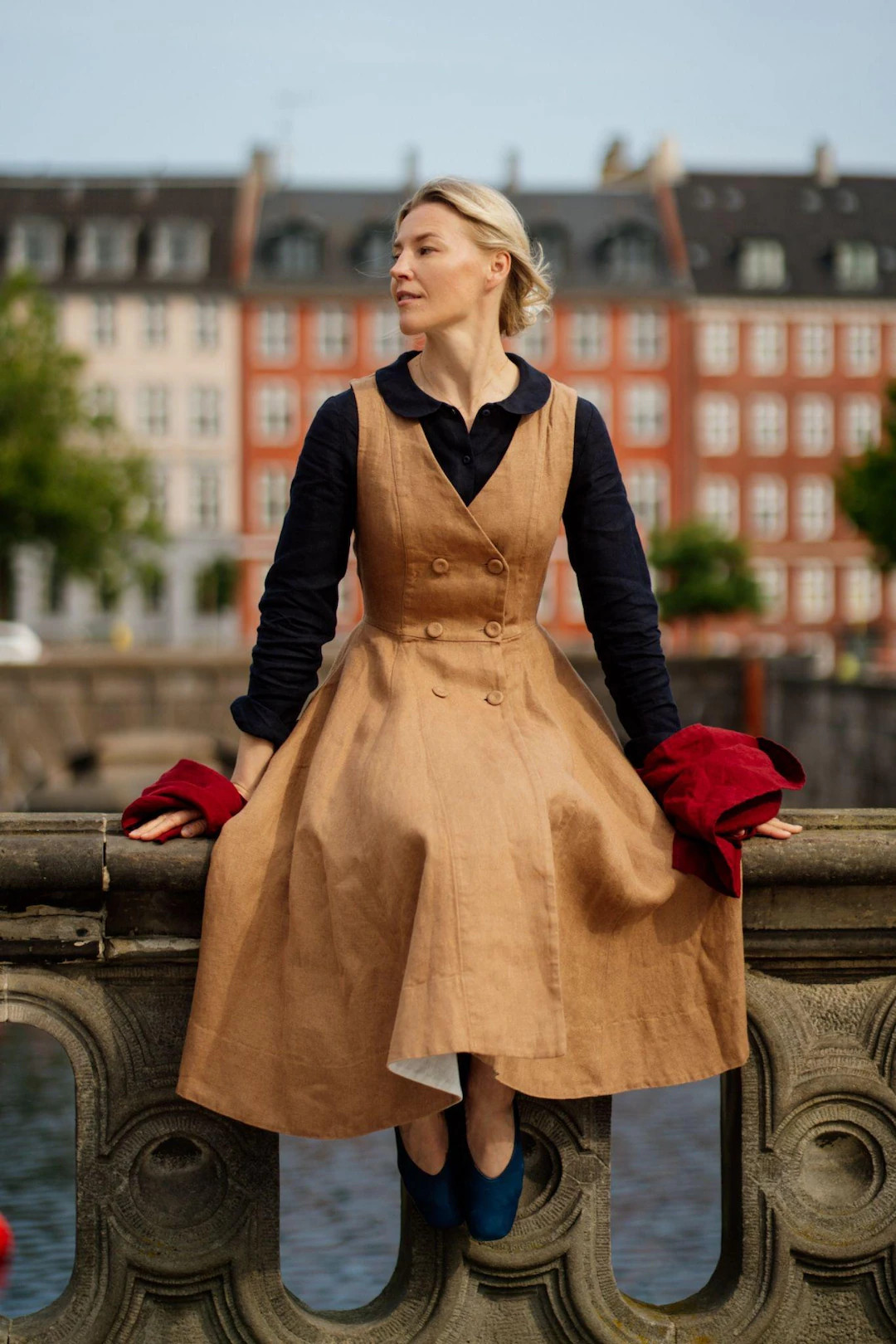 Rosa – Midi Linen Dress With Double-button Front - Etsy UK | Etsy (US)