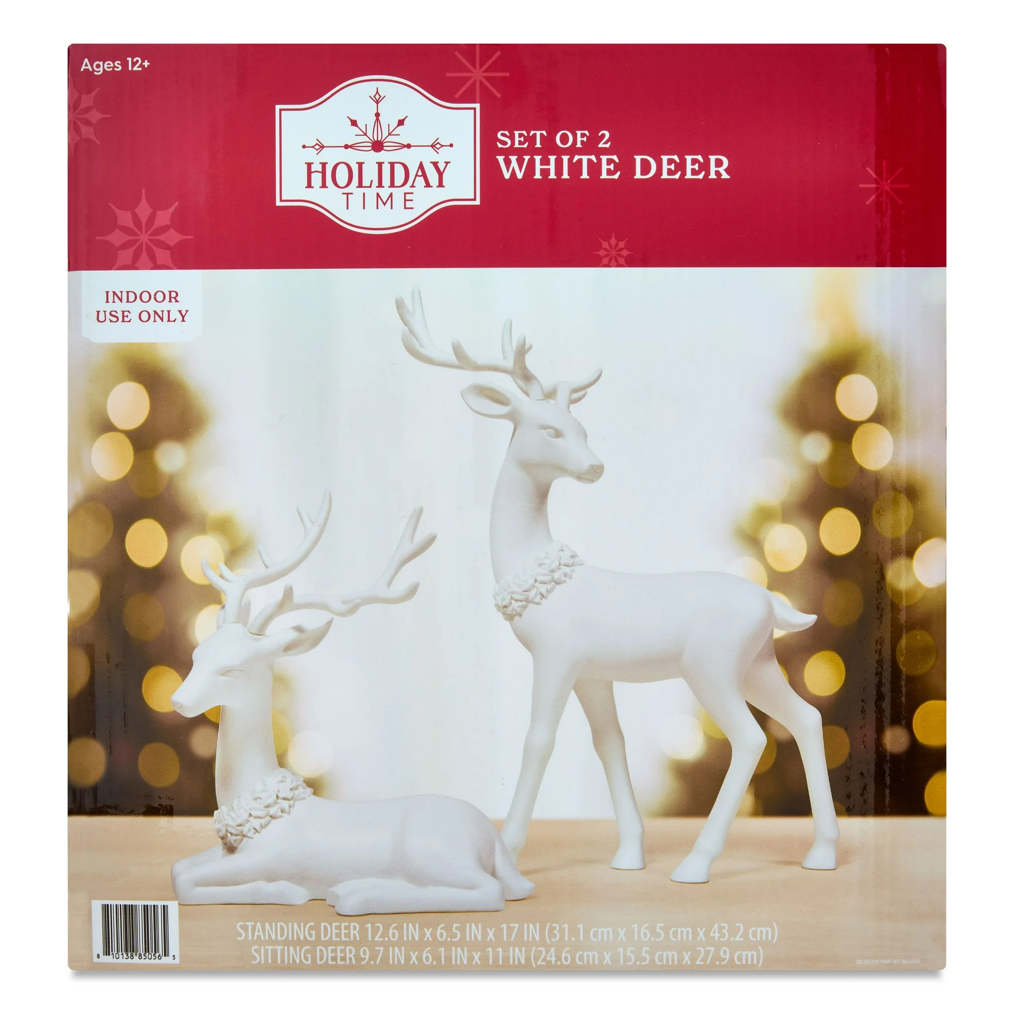 Blow Mold Plastic Deer Christmas Tabletop Decorations, White, 15", 2 Count, by Holiday Time | Walmart (US)
