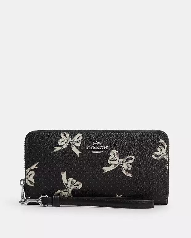 Long Zip Around Wallet With Bow Print | Coach Outlet US
