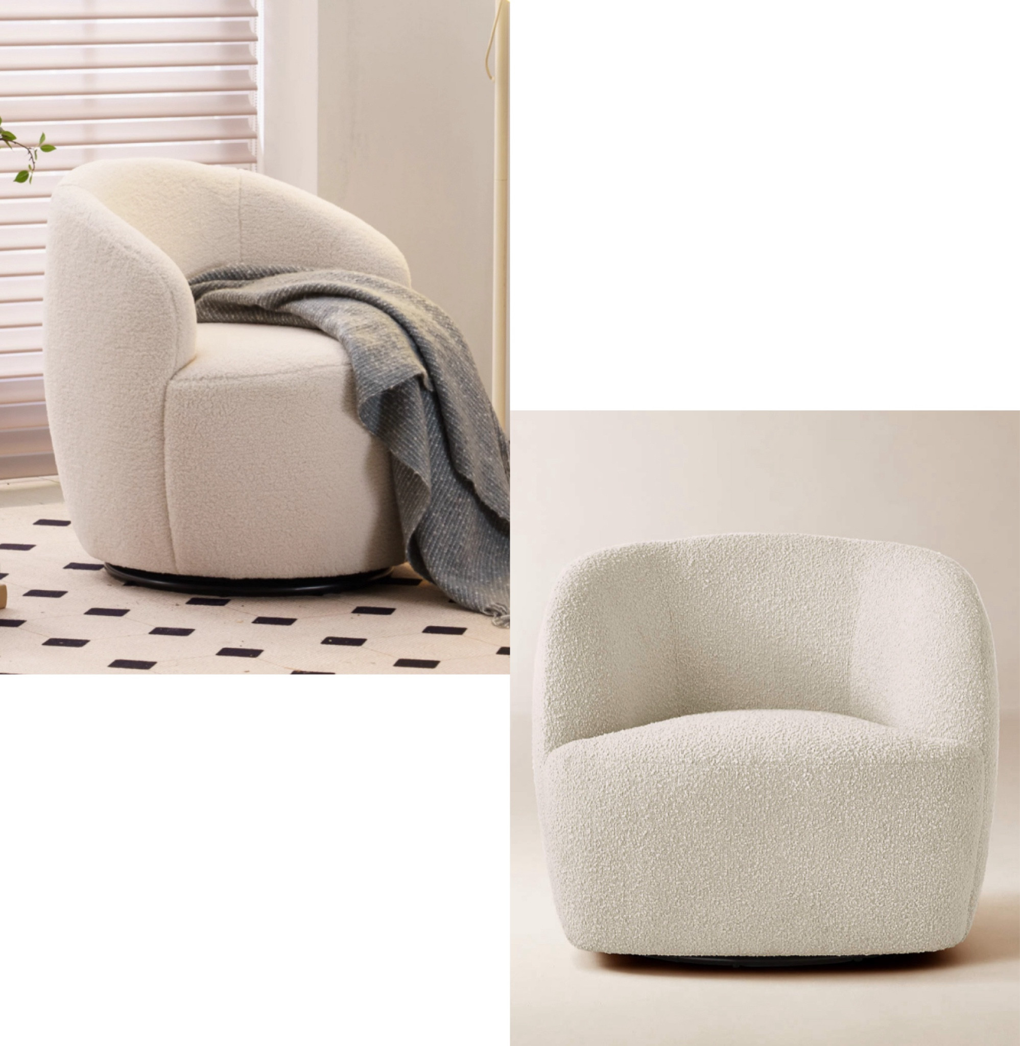 Back again with another good furniture dupe 🙌🏼

Check out the $136 (originally $183) upholstered swivel accent chair from Walmart (25.2"L*25.2"W*28"H) versus the $999 ivory boucle swivel chair from CB2 (33"Wx35.5"Dx29.5"H) 🤩 

There’s striking similarities between these two modern chairs, so the dramatic difference in price could influence your purchase decision. Personally, I think both are great accent pieces, but you can’t go wrong with the Walmart one @ less than $150!

#LTKSaleAlert #LTKStyleTip #LTKSummerSales