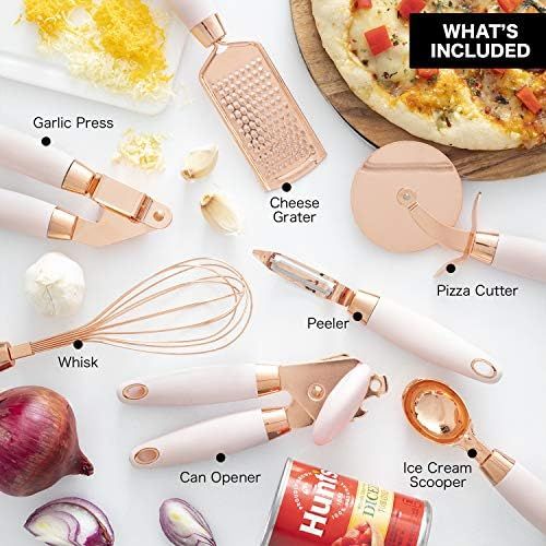 COOK With COLOR 7 Pc Kitchen Gadget Set Copper Coated Stainless Steel Utensils with Soft Touch Pi... | Amazon (US)