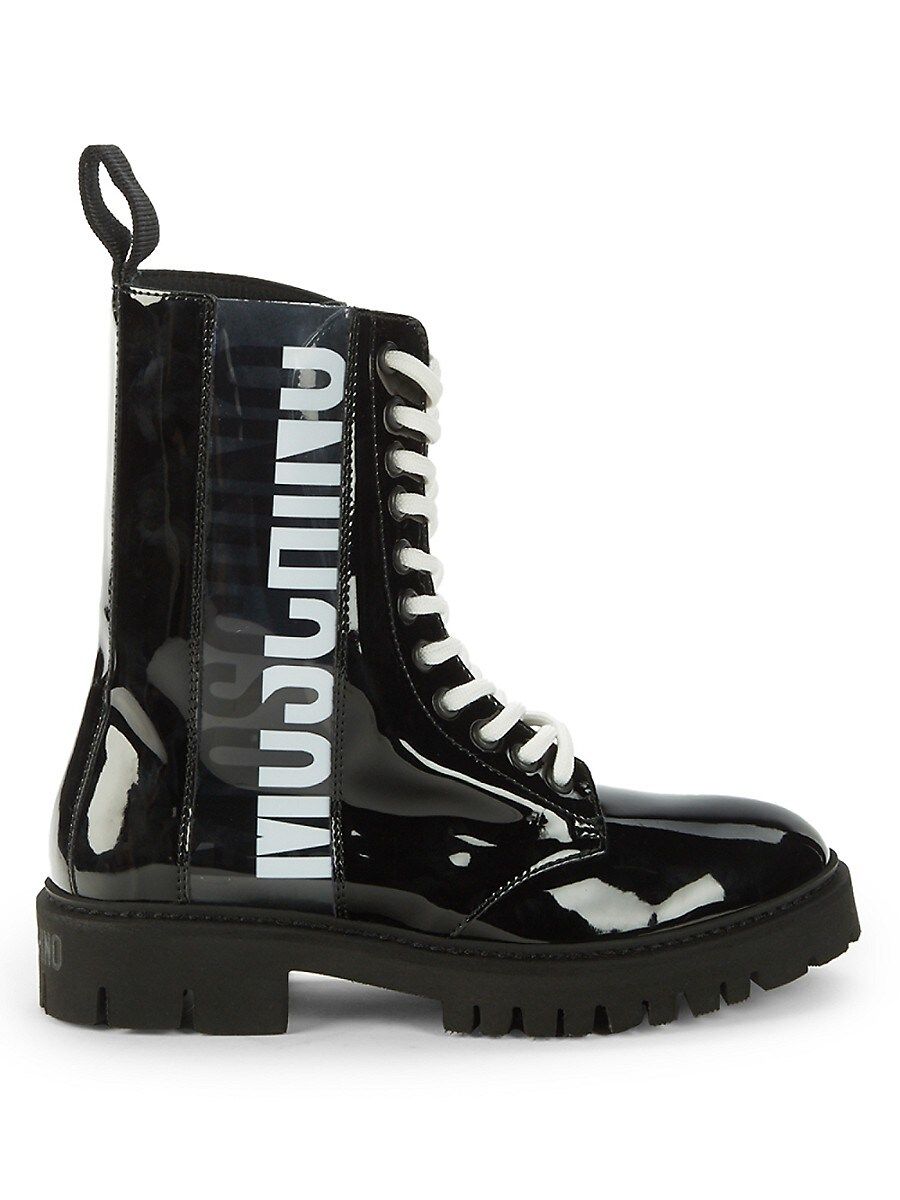 Moschino Women's Patent Logo Combat Boots - Black - Size 40 (10) | Saks Fifth Avenue OFF 5TH (Pmt risk)