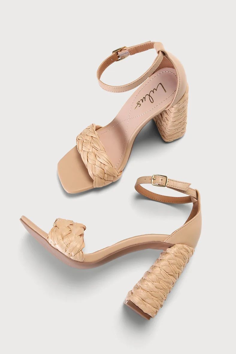 Kancy Natural Raffia Ankle Strap High Heel Sandals | Lulus