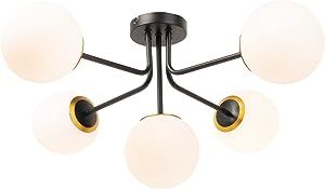 Creative Co-Op EC1414 Sputnik Opal Glass Ceiling, Black and Gold Semi-Flush Mount Light | Amazon (US)
