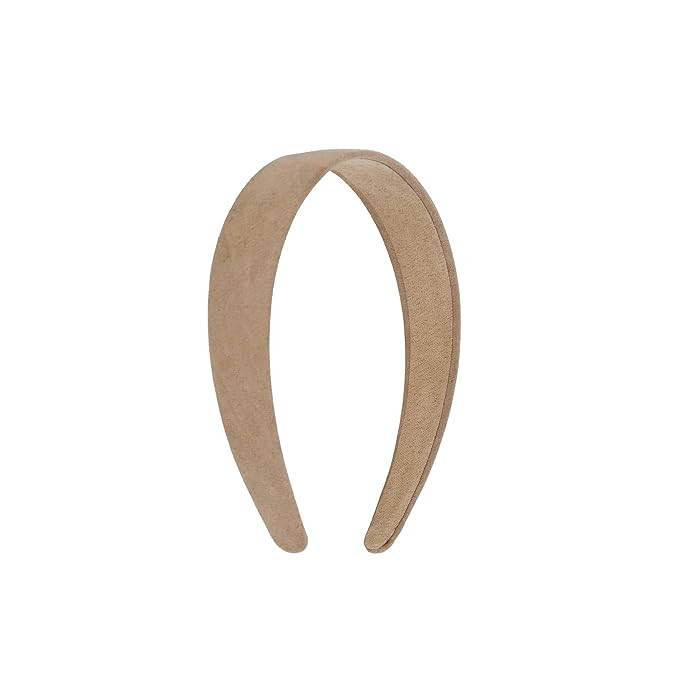 Motique Accessories 1 Inch Wide Suede Like Headband Solid Hair band for Women and Girls (Beige) | Amazon (US)