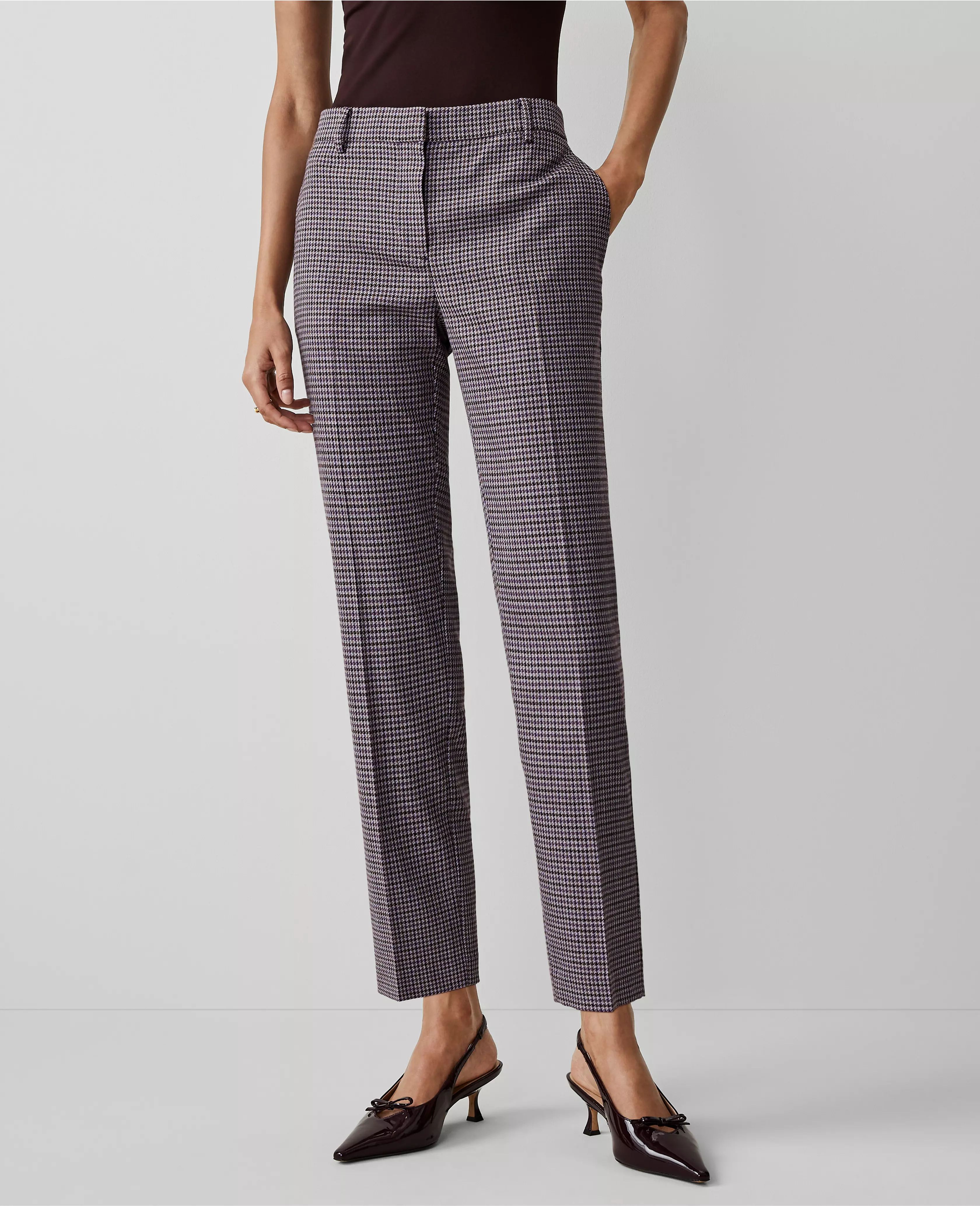 The Mid Rise Eva Ankle Pant in Houndstooth | Ann Taylor (US)