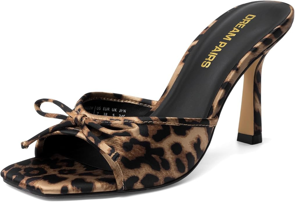 DREAM PAIRS Women's Square Open Toe Heels With Bow Vintage Slip on Stiletto High Backless Dressy ... | Amazon (US)