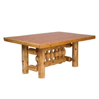 Fireside Lodge Traditional Cedar Log Solid Wood Base Dining Table | Wayfair North America