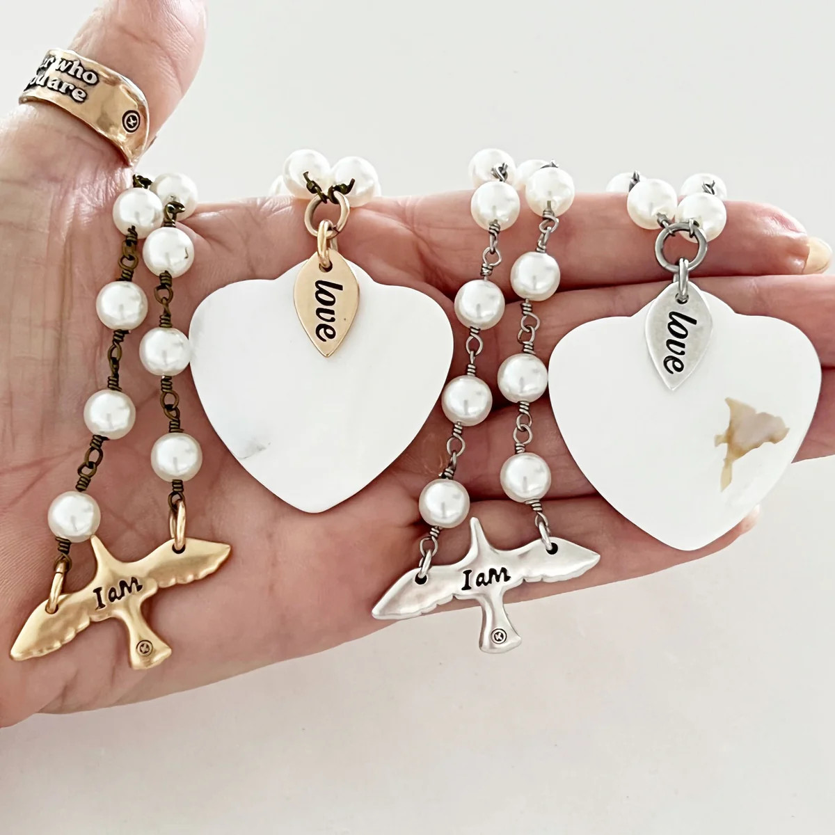 "I Am" Bird Long Rosary Chain Necklace | Katia Designs