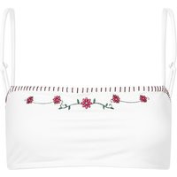 Frankies Bikinis Women's Tommy Floral Embroidered Bikini Top in White, Size X-Small | END. Clothing | End Clothing (US & RoW)