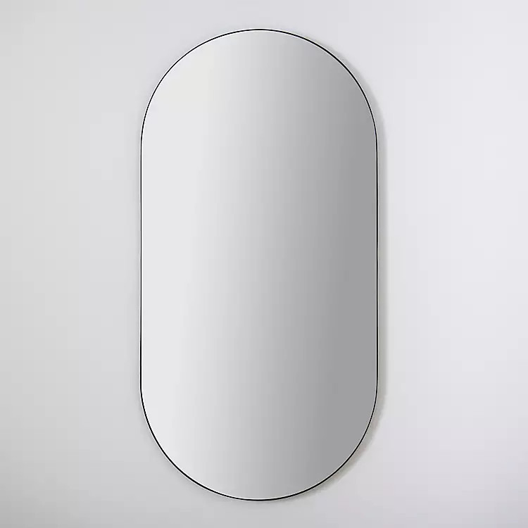 Black Metal Linear Oval Mirror | Kirkland's Home