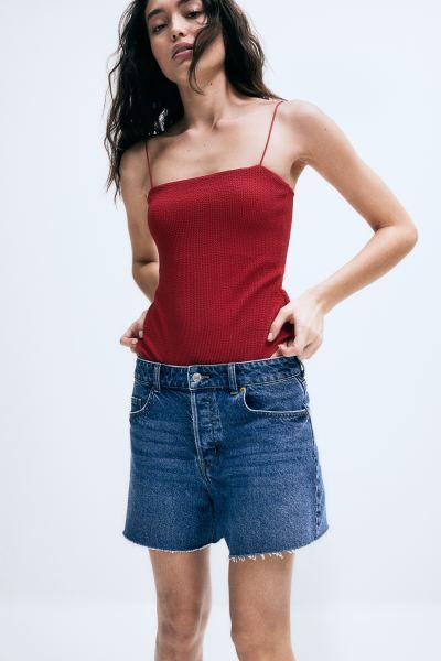 Denim shorts - Regular waist - Short - Light denim blue - Ladies | H&M GB | H&M (UK, MY, IN, SG, PH, TW, HK)