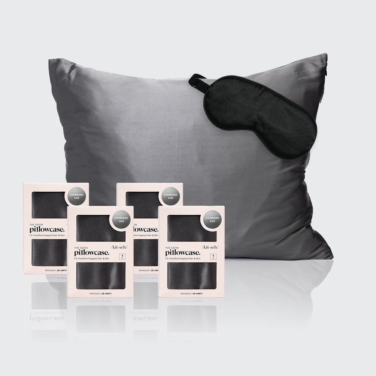 Charcoal Grey 4pk Pillowcase Bundle - Standard | KITSCH | Kitsch