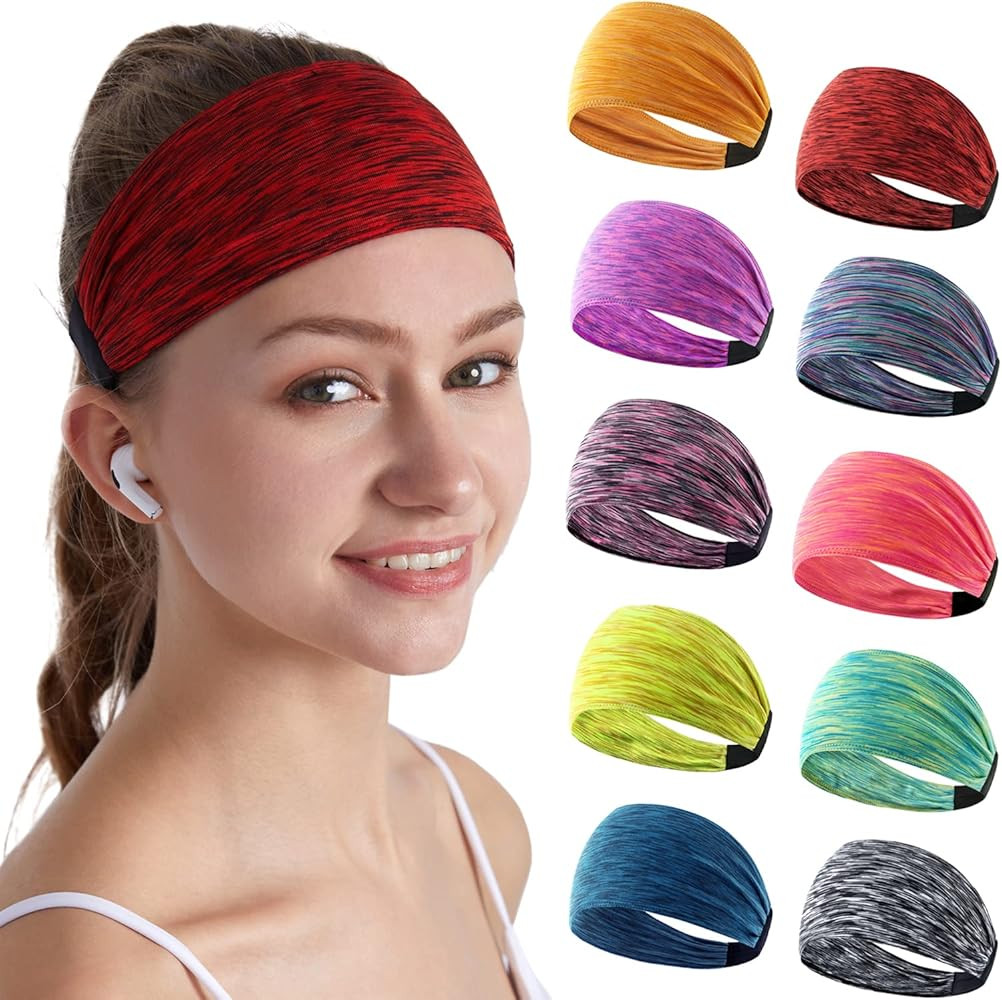 Workout Headbands for Women Sports Sweatbands Yoga Hairbands for Fitness Elastic Athletic Non Sli... | Amazon (US)