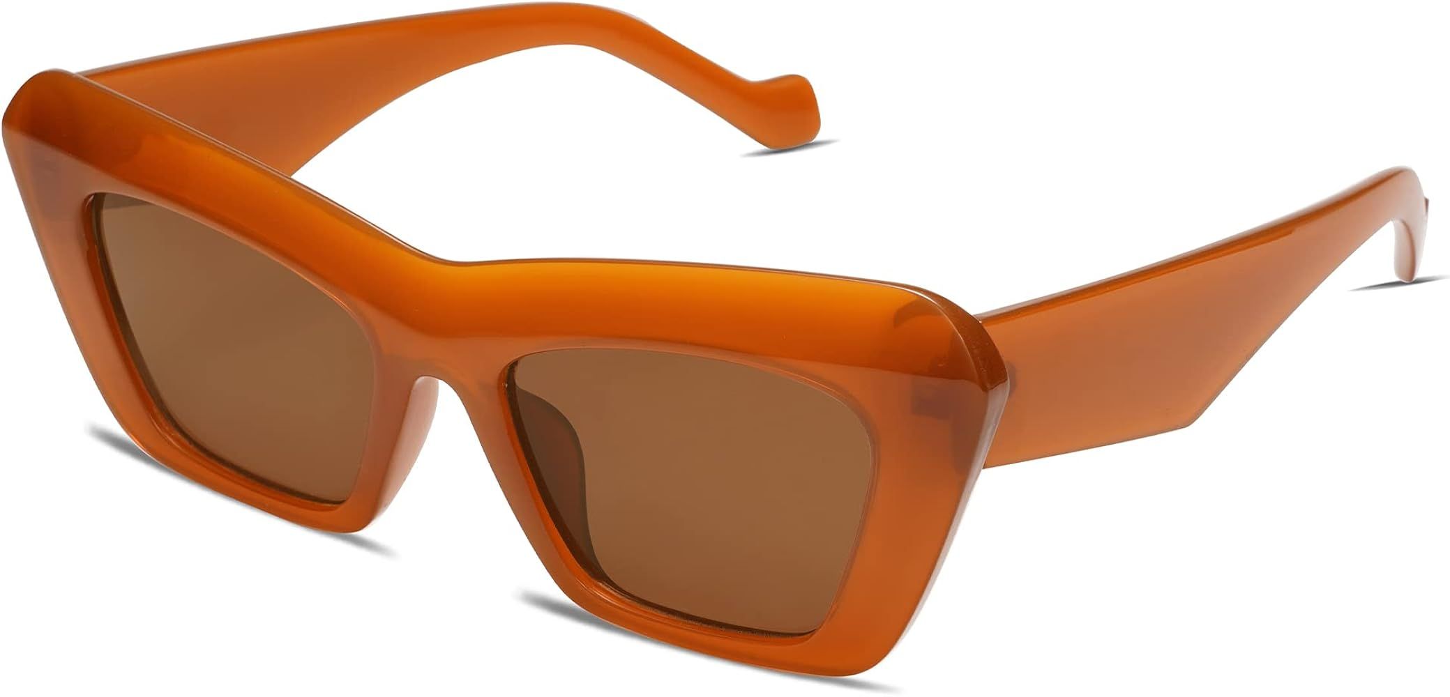 Vintage Square Cat Eye Sunglasses for Women Men Y2K Retro 70s Cateye Thick Frame Trendy Sun Glasses  | Amazon (US)