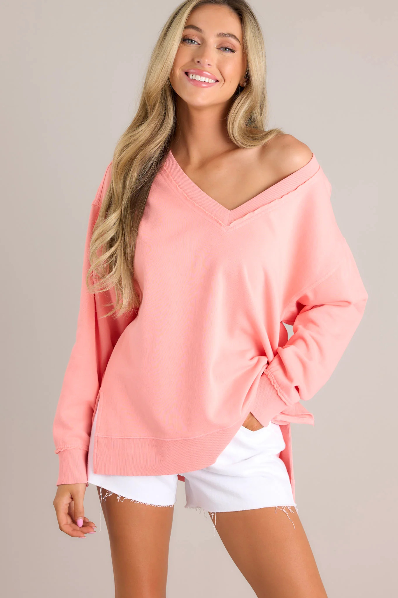 Z-Supply Double Take Melon Pop Sweatshirt | Red Dress