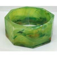 Geometric bangle green marbled resin | Etsy (US)