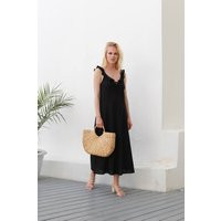 stunning Summer Maxi Linen Dress. Linen Dress A-Line.linen Black Dress.summer Beach Dress.black With Ruffles | Etsy (US)